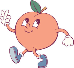 Peach retro groovy mascot character