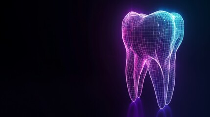 Glowing 3D hologram of tooth