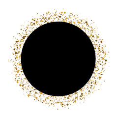 Gold sparkles dust on transparent background with copy space.