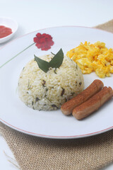 Indonesian specialties namely a plate of lime leaf fried rice which is a blend of rice