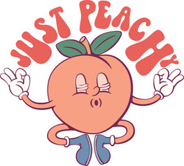 Peach with quote retro groovy mascot