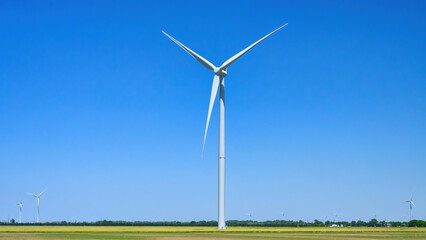 Wind turbine generator in rural area, Ontario, Canada