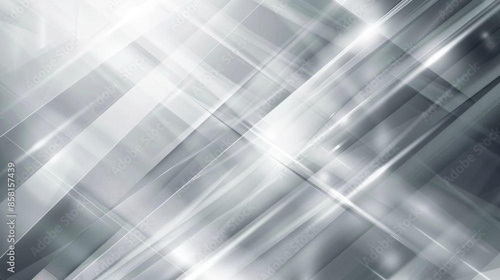Poster modern abstract background with white and silver light patterns on a gray gradient backdrop, featuri