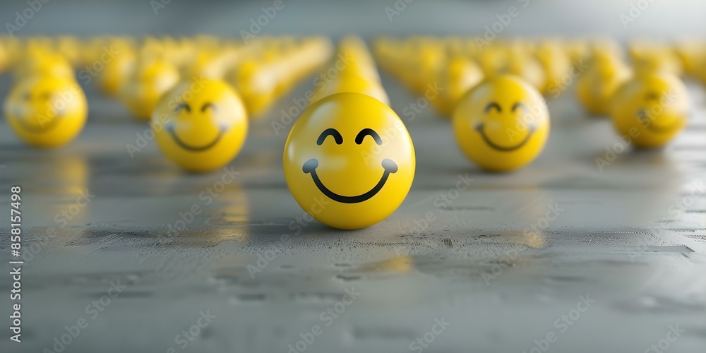 Poster 3d rendering of smiling emoticons for social media communication backdrop. concept 3d rendering, smi