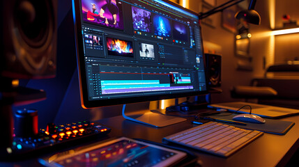 Obraz premium Modern Video Editing Station