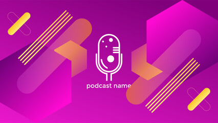 PODCAST GRADIENT PINK MAGENTA  BACKGROUND COLORFUL WITH GEOMETRIC SHAPES COLOR SIMPLE TEMPLATE DESIGN VECTOR. GOOD FOR COVER DESIGN, BANNER, WEB,SOCIAL MEDIA