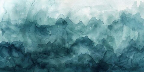 Abstract Watercolor Landscape in Teal Hues