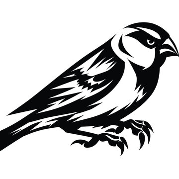 recommend clip art: canary bird logo mascot in black and white silhouette