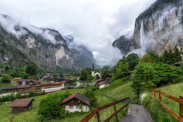 Lauterbrunnen and Staubbach waterfall