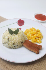 Indonesian specialties namely a plate of lime leaf fried rice which is a blend of rice