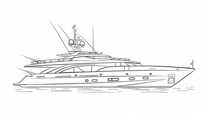 Vector illustration of luxury yacht in sea water.