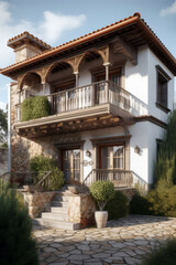 Fototapeta premium A private house with balcony in Spain style.