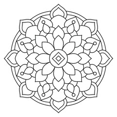 simple and beautiful mandala design for coloring book, wall art and henna design