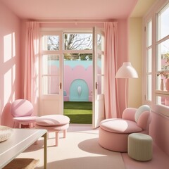 pastel-colored room