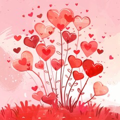 hearts and roses image for Valentine's Day.  Generative AI
