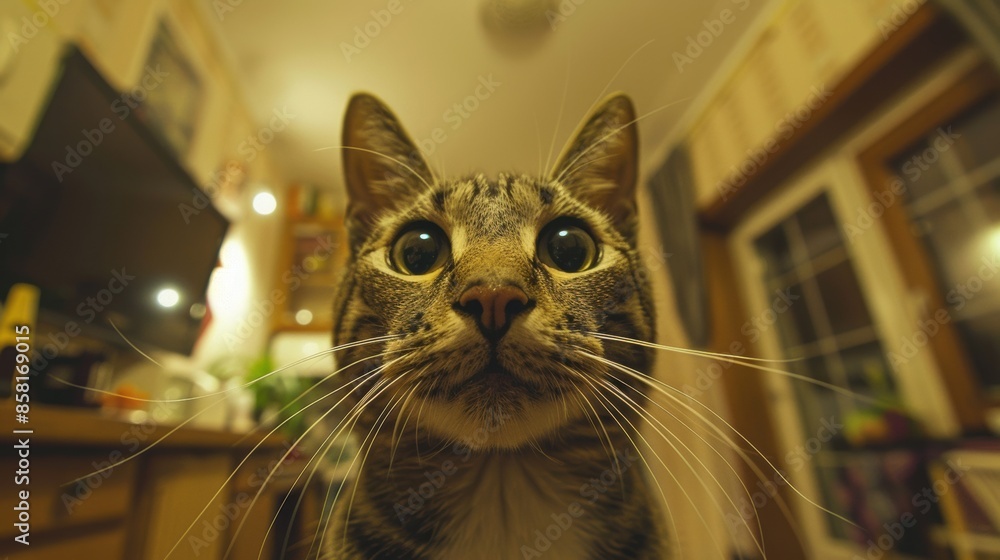 Wall mural a close up of a cat looking at the camera