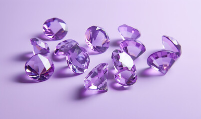 Fototapeta premium Minimalist Purple Gemstones on Violet Background