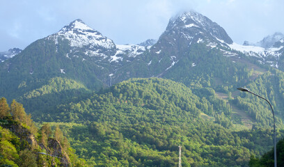 Fototapeta premium Rosa Khutor mountains panoramic view landscape