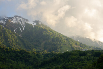Naklejka premium Rosa Khutor mountains panoramic view landscape