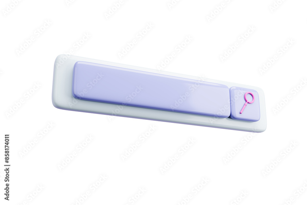 Poster A stylized search bar with a magnifying glass icon, simple design, isolated on a white background, concept of online search or information finding. 3D Rendering