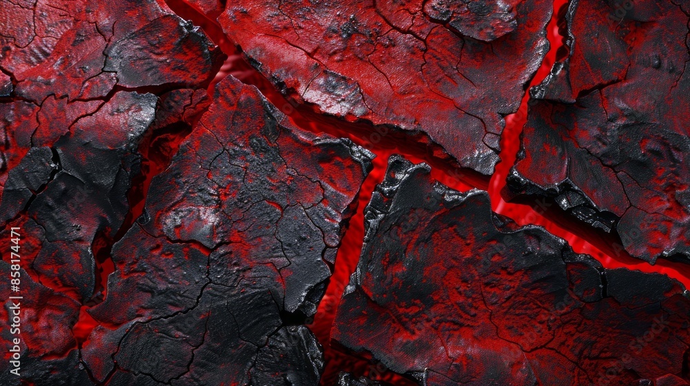 Poster a close up of a rock with red and black colors