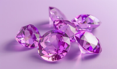 Fototapeta premium Minimalist Purple Gemstones on Violet Background