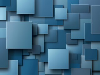 Modern Abstract Background with Squares and Rectangles, Monochromatic Blue Tones