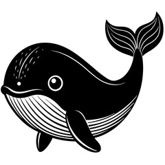 Cute whale, illustration, white background
