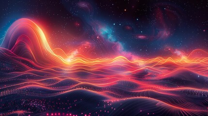 Futuristic abstract illustration of quantum electrons, combining elements of scientific technology with vibrant colors and intricate patterns, evoking a sense of energy and modern innovation.