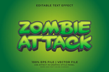 3D text effect Zombie Attack editable vector