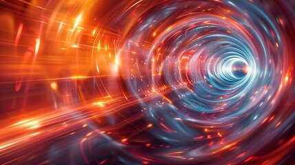 Vivid abstract depiction of quantum electrons within advanced scientific technology, featuring bold colors and dynamic patterns that capture the essence of innovation. Illustration, Minimalism,