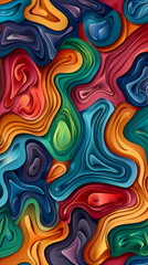 3D Bas-relief , abstract art background Colorful seamless vector illustration.