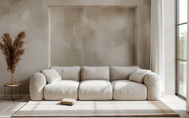 Modern White Sofa in a Minimalist Living Room With Natural Light