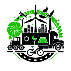 Fototapeta premium eco transport, ecology, logo