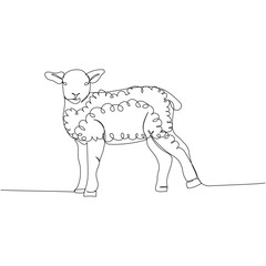 young sheep, ram, livestock one line art. Continuous line drawing of farm, nature, agriculture, farm animals, rural life, ranch.