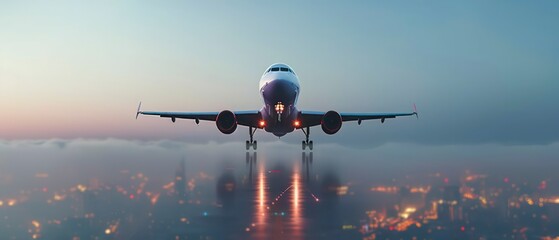 The jet aircraft on the runway, preparing for takeoff amidst a bustling airport, illustrating the dynamic nature of air travel and global connectivity.