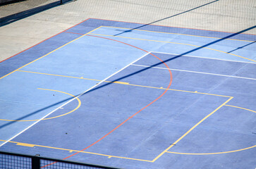 view from above of a futsal, basketball and handball court in a schoolyard © VicVaz
