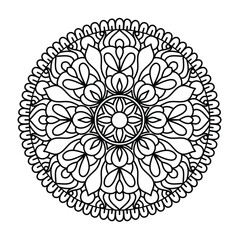 simple and easy mandala design for coloring book, easy mandala art for henna design and tattoo design