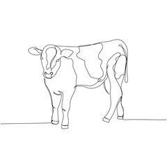 cow, bull, livestock, cattle, calf one line art. Continuous line drawing of farm, nature, agriculture, farm animals, rural life, ranch.