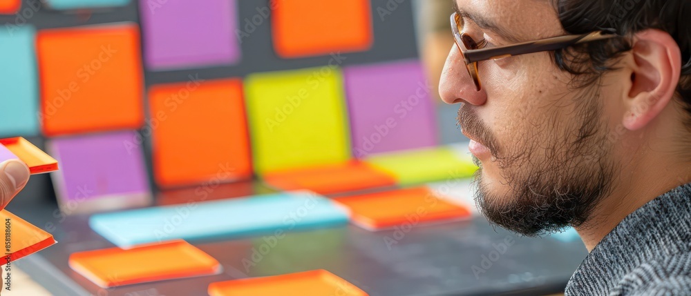 Poster a 3d cube with vibrant colors and geometric design, symbolizing business innovation and creative pro