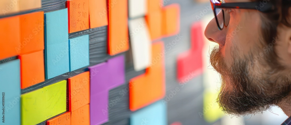 Poster a 3d cube with vibrant colors and geometric design, symbolizing business innovation and creative pro