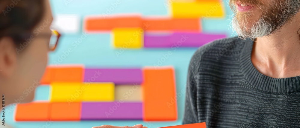 Poster a 3d cube with vibrant colors and geometric design, symbolizing business innovation and creative pro