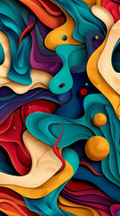 3D Bas-relief , abstract art background Colorful seamless vector illustration.