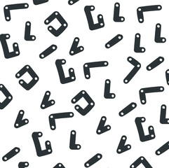 Flat and black construction kit parts with holes for connections.