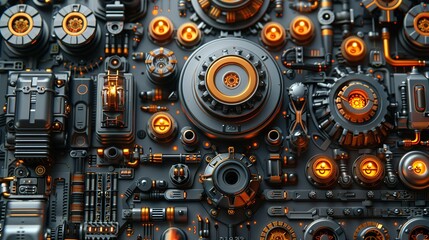 An intricate, detailed illustration of a steampunk machine, with gears, cogs, and metallic elements, perfect for sci-fi and fantasy genres. Illustration, Minimalism,