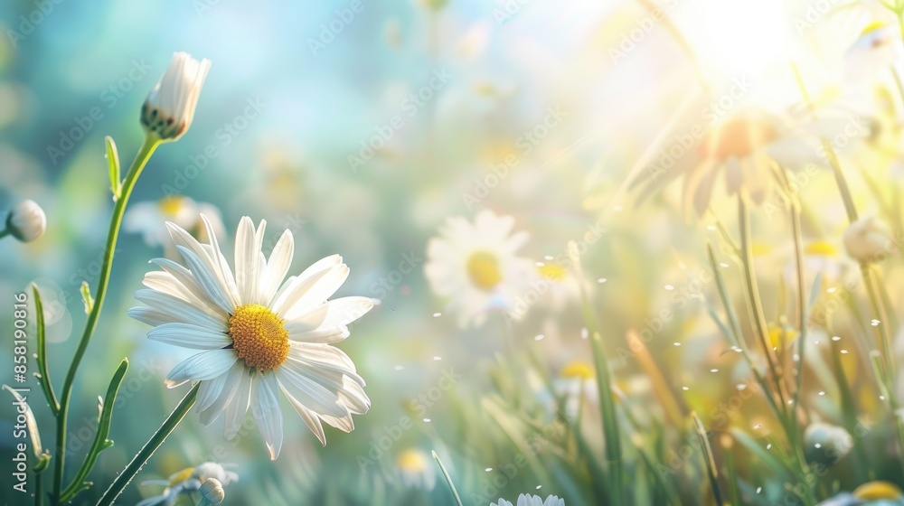 Canvas Prints chamomile and daisy flower in natural summer background