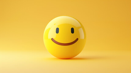 Fototapeta premium Happy yellow smile emoji isolated on yellow background with copyspace for text. An illustration of a happy smiling emoji emoticon character, smiling face emoji or emoticon icon with happy eyes vector.