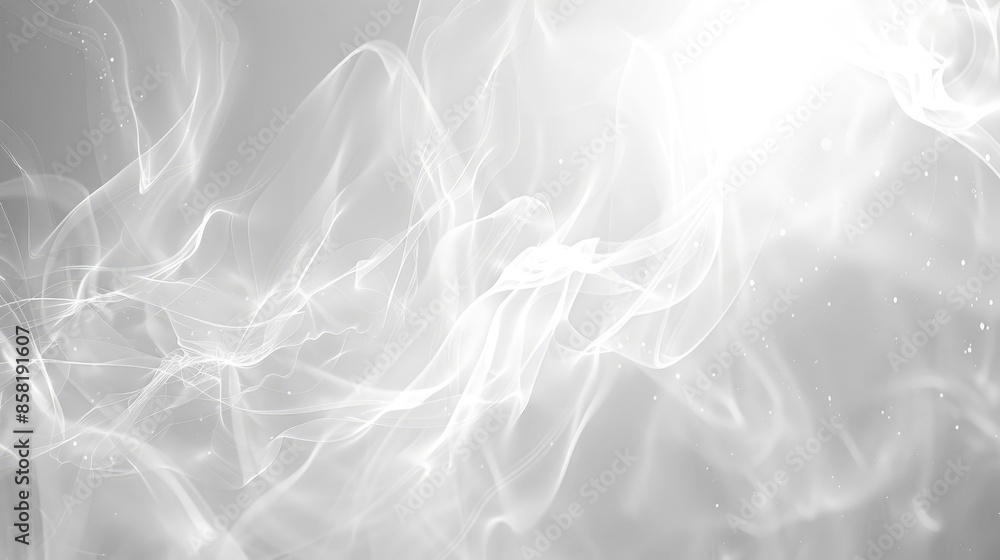 Poster abstract white background with subtle white light effects, creating a minimalist and ethereal atmosp