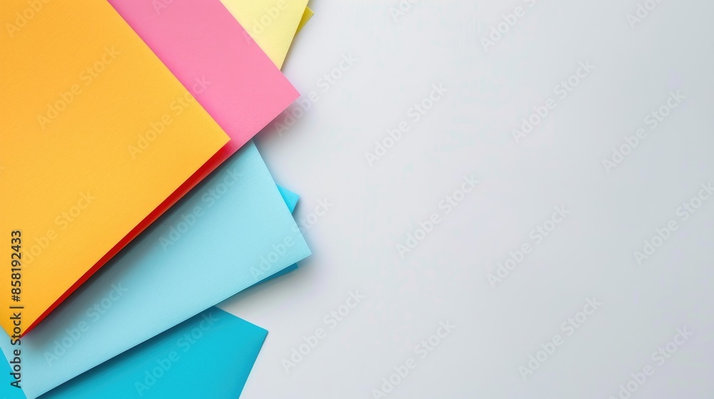 Poster colored note paper on a white background with space for copying