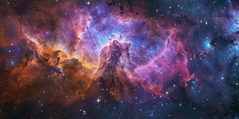 Obraz premium Cosmic Landscape: Nebulae and Stars
